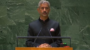 EAM S Jaishankar at UNGA Says In Multipolar World, Rising India Will Be ’Vishwa Mitra', a Power for Global Good (Watch Video)